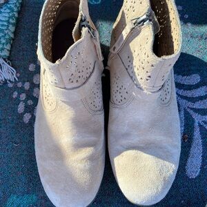 Teva Light Tan Suede Ankle Boots with Perforated Design